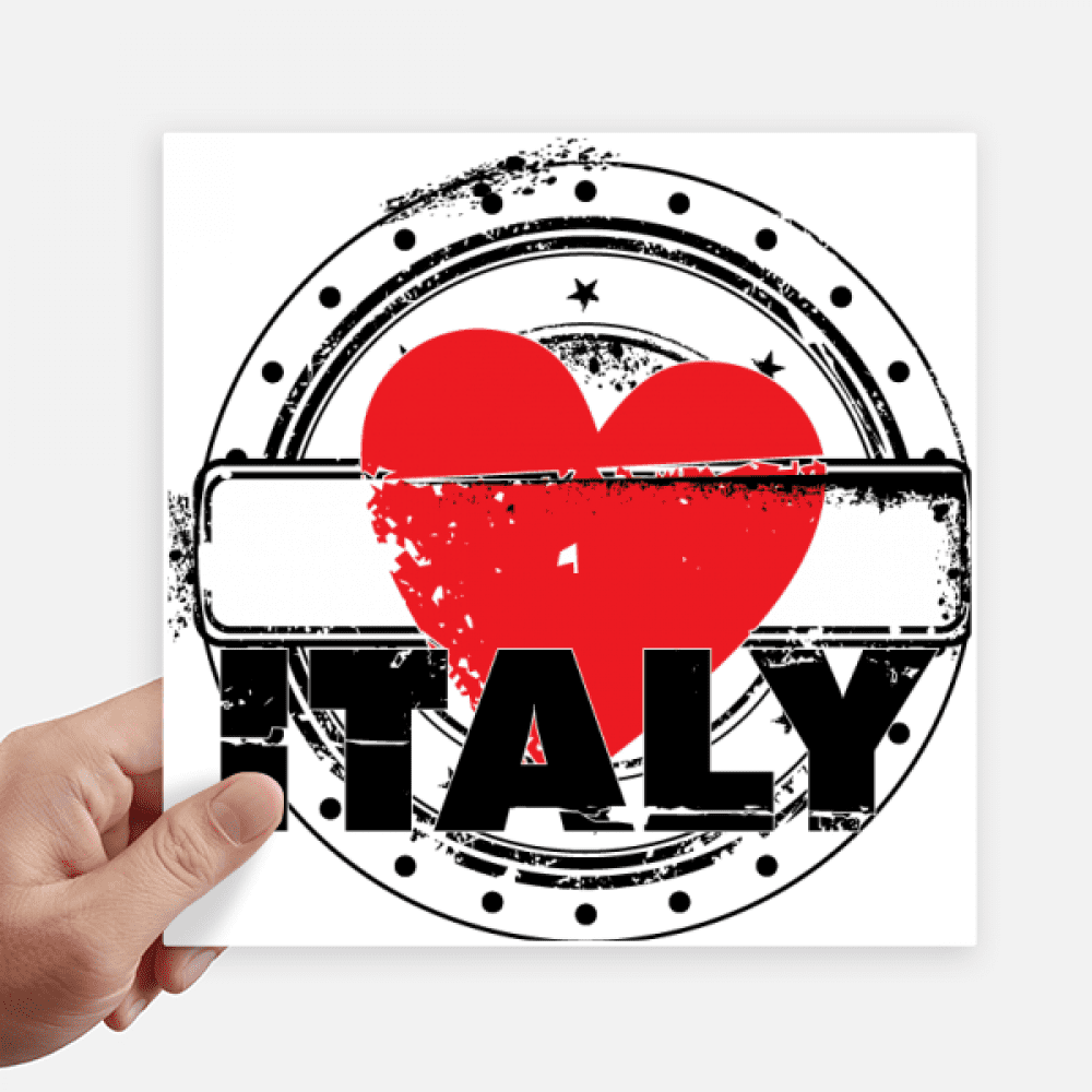 I Love Italy Word Love Heart Circle Shape Sticker Tags Wall Picture Laptop Decal Self adhesive