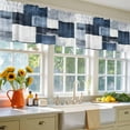 thumbnail image 4 of 2 Pack Navy Blue Grey White Valance for Window Abstract Art Modern Oil Painting Kitchen Valance Rod Pocket Short Curtain Topper Decorative Window Treatment for Living Room Bedroom 42"x18", 4 of 8