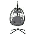 thumbnail image 6 of UHOMEPRO Hanging Wicker Egg Chair with Stand and Cushions, Outdoor Patio Foldable Swing Egg Chair, 350lbs Capacity All-Weather Rattan Hammock Chair for Patio Balcony Porch Garden, Dark Gray, 6 of 7