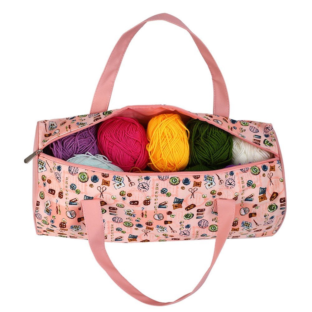 Jiibva Large Capacity Crochet Storage Bag Portable Knitting Bag DIY Yarn Storage Organizer for Yarn and Crochet Hooks Sewing