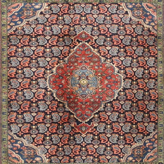 Ahgly Company Indoor Square Traditional Camel Brown Persian Area Rugs, 8' Square