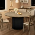 thumbnail image 3 of 47-Inch Round Dining Table for 4–6 – Industrial Style with Wave Metal Base, 350 lb Capacity, Black/Grey/Brown, Perfect for Kitchen or Dining Room, 3 of 10