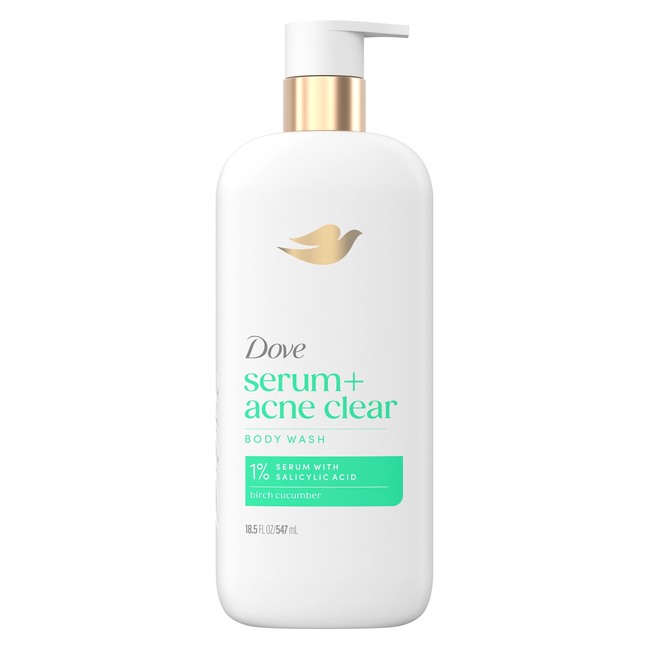 Dove Vitality Renewal & Acne Clear Body Wash Set - 2 x Vitality Renewal Firming Body Wash with 4% Restoring Serum & 1 x Acne Clear Women’s Body Wash with 1% Salicylic Acid, 18.5 oz