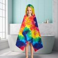 thumbnail image 6 of Colorful Rainbow Tie Dye Spiral Pattern Hooded Bath Towel，50"x30" for Ages 3 To 12 Kids, Quick Dry Lightweight Soft Microfiber Hood Beach Towel Cover Up for Kids, 6 of 7
