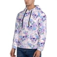 thumbnail image 3 of Picia white Skull crystal flower Pattern Casual Men's Hoodie - Lightweight Hooded Sweatshirt with Kangaroo Pocket, Comfortable Pullover for Everyday, Travel-XX-Large, 3 of 7