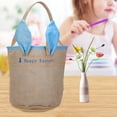 thumbnail image 4 of Bolsa de compras y regalo reutilizable con orejas de conejo Cesta para huevos de Pascua de yute de doble capa azul, 4 of 7