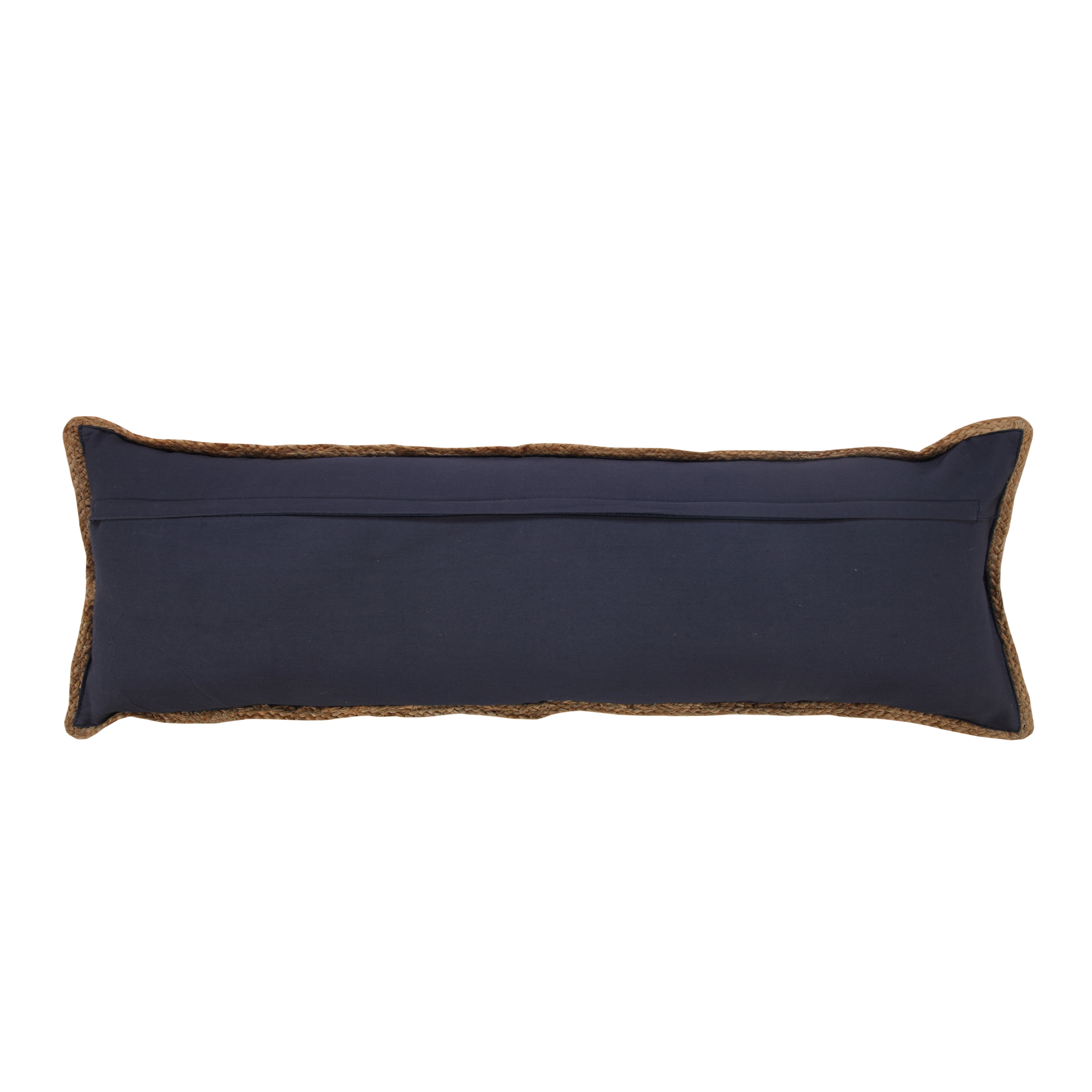 Ox Bay Ringo 14" x 36" Navy Blue/White Jute Bordered Striped Cotton Adult Decorative Throw Pillow