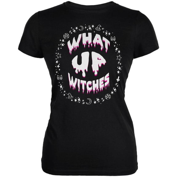Halloween What Up Witches Witchy Elements Juniors Soft T Shirt Black MD