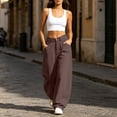 thumbnail image 3 of SuTry Women's Pants Button Fly Mid Rise Barrel Wide Leg Jeans Stitched Detail Side Pockets Relaxed Baggy Casual Cotton Blend Trousers, 3 of 7