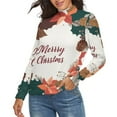 thumbnail image 2 of Merry Christmas Lettering Wreath Leanfs Women's Turtleneck Sweater Long Sleeve Ribbed Fitted Turtle Neck Casual Fall Winter Collection Top L, 2 of 4