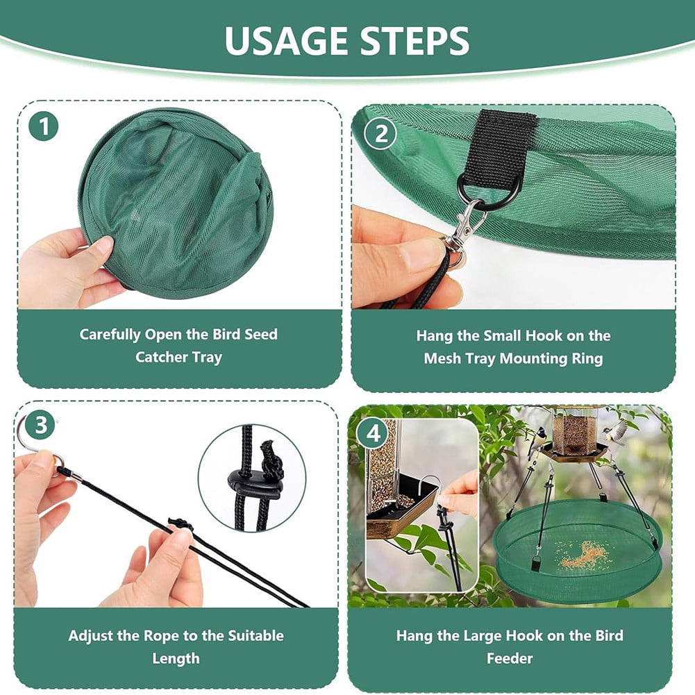 Bird Feeder Catcher Tray Outdoor Garden Hoop