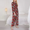thumbnail image 4 of Junzan Red Floral Print Womens Pajama Sets,Long Sleeve Button Down For Women Pjs 2 Piece, 4 of 9