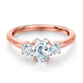 thumbnail image 3 of Gem Stone King 18K Rose Gold Plated Silver Sky Blue Aquamarine Engagement Ring for Women | 1.09 Cttw | Oval 7X5MM | Gemstone March Birthstone | Size 7, 3 of 6