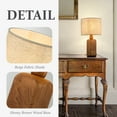 thumbnail image 4 of 18''Farmhouse Traditional Natural Brown Solid Wood Base Table Lamp with Beige Fabric Shade for Bedroom Living Room, 4 of 7