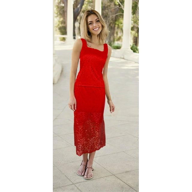 Conjunto de encaje con forro Rojo CH / MD