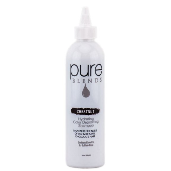 Size : 8.5 oz , Pure Blends Hydrating Color Depositing Shampoo - Chestnut Hair Scalp, Pack of 1 w/ SLEEK Teasing Comb