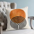 thumbnail image 6 of 24x24 Pillow Covers Set of 2, Boho Sun Disc Throw Pillow Covers Decorative Couch Cushion Case, Middle Century Abstract Orange Black Beige Microfiber Square Pillowcases for Bedroom Car Living Room, 6 of 9