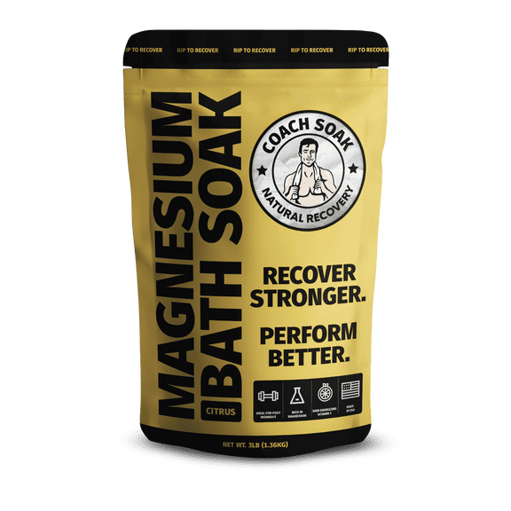 Coach Soak 32 oz Magnesium Bath Flakes Citrus Post Workout Recovery Soak Dead Sea Mineral Bath Soak
