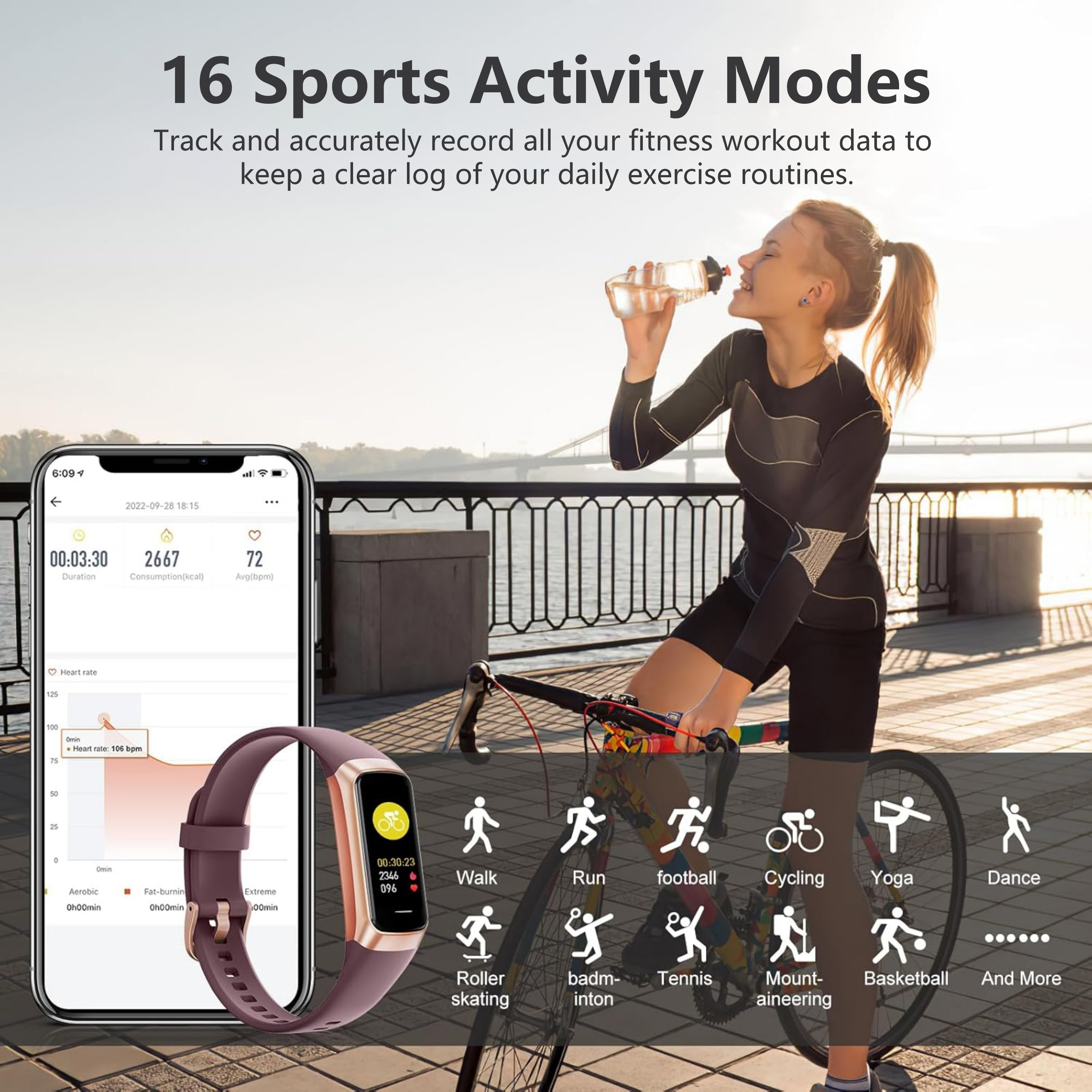 ST-CARE Fitness Tracker Watch, 1.1" HD Touch Screen, Wine photo 3