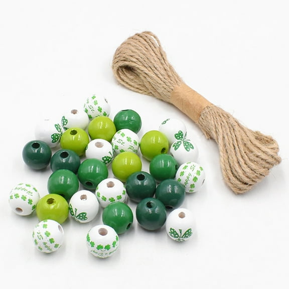 WINOMO 100pcs of Loose Handmade Beads Multi-Color DIY Wood Beads for Jewelry Making St Patricks Day