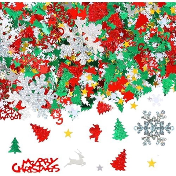 4800 Pieces Christmas Confetti Set Mixed Embossed Confetti 100g Metallic Pentagram, Snowflakes, Santa, Pine, Merry Christmas Alphabet,  Table Party Decoration$$Electronics Accessories