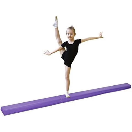 6FT/9FT Balance Beam Folding Gymnastics Beam Extra Firm Foam Anti-Slip Bottom Equipment for Floor Home Training, Kids, Adults