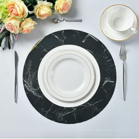 

Hidove Marble Texture Round Placemats for Dining Table Non Slip Heat-Resistant Polyester Table Mats 1pc Washable Table Mats for Kitchen Dining Table Decoration
