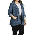 thumbnail image 1 of KVMeteor Women's Plus Size Long Sleeve Hooded Denim Jacket, 1 of 4