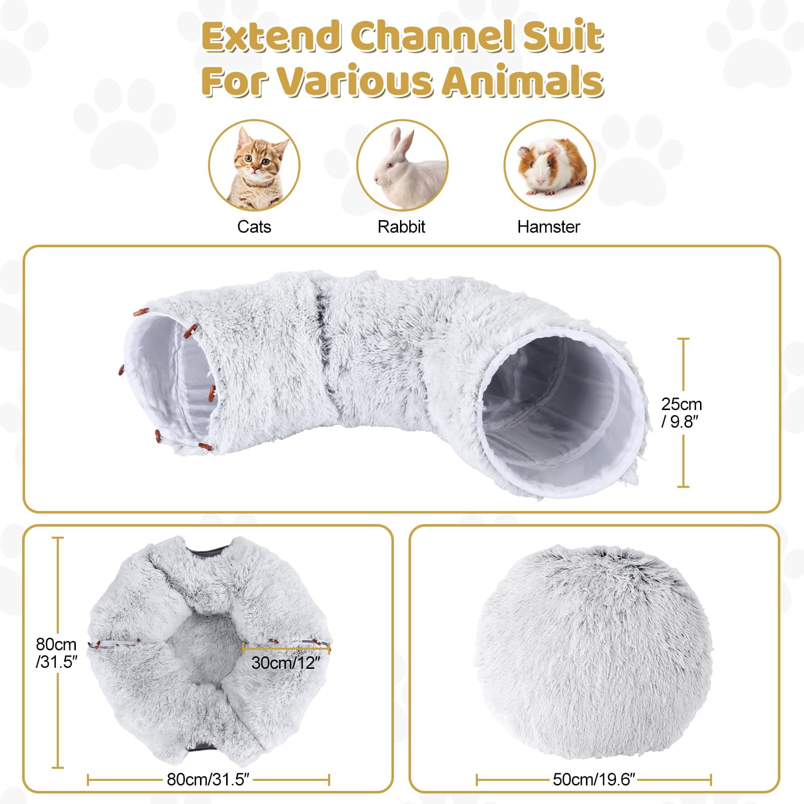 Cat Tunnel Bed With 20 Interactive Toys  3-in-1 Diy Collapsible Plush Tube Washable Mat Large Indoor Play Cave For Kittens And Small Animals