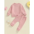 thumbnail image 4 of Suealasg Toddler Girls Clothes 6M 1T 2T 3T Long Sleeve Crew Neck Letter Print Pullover Top Pants Sets 2Pcs Infant Baby Girls Fall Outfits, 4 of 7