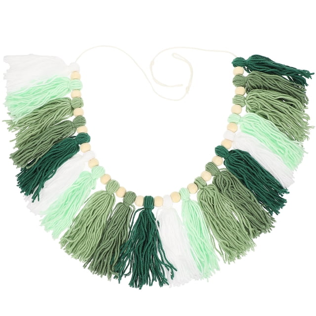 SHISUYAN Green Cotton Tassel Rope Wall Hanging Decoration for Home Decor Practical and Chic 7.5 Inches