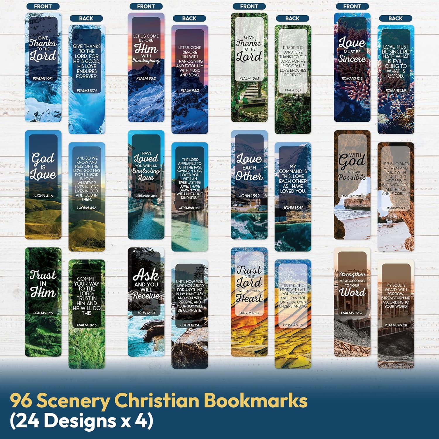96 Pack Christian Bookmarks with Inspirational Bible Verses, Unique, Vibrant Bible Bookmark, Bulk Christian Gifts for Church Groups, Bible Study, Classroom
