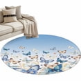 thumbnail image 2 of Round Area Rug 3.3 Ft, Blue Ombre Butterfly Washable Non-Slip Circle Carpet for Living Room/Bedroom, Pastoral Farmhouse Butterflies Low-Profile Small Kitchen Mats Collection Rugs for Indoor, 2 of 7