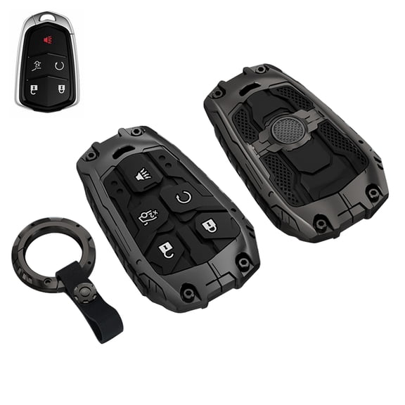 Yuebutor Heavy Zinc Alloy Key Fob Cover Case Compatible with Cadillac, Shell Car Accessories