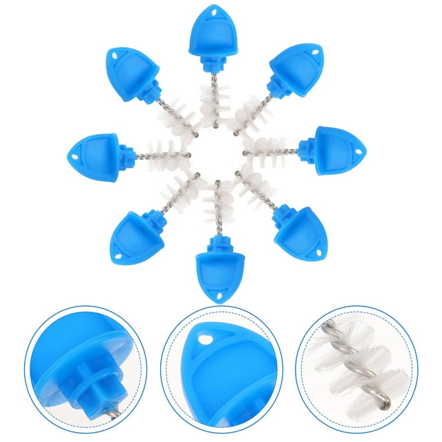 SEWACC 8Set Easy to Use Bottle Cleaning Brush Round Plastic Blue for Draft Beer Equipment