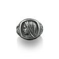 thumbnail image 4 of Holy Mother Virgin Mary, Sterling Silver Square Signet Ring, Catholic Gifts for Women, Mens Signet Rings, Christian Gifts, Religious Jewelry, 4 of 5