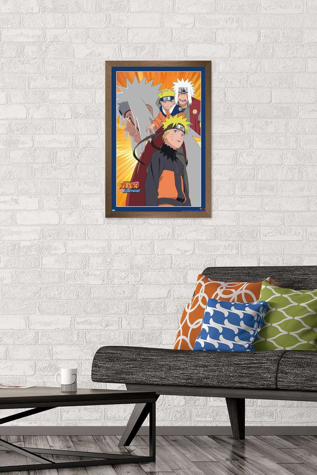 Naruto - Naruto and Jiraiya Wall Poster, 14.725" x 22.375", Framed