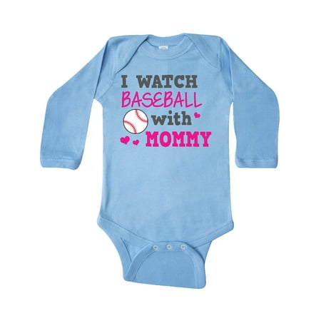 

Inktastic I Watch Baseball with My Mommy Gift Baby Boy or Baby Girl Long Sleeve Bodysuit