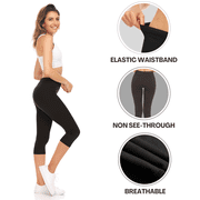 Sweet Hearts 3-Pack Capri Pants for Women- Elastic Waist Tummy Control Capris for Women Yoga Pants Women’s Capri Leggings Clothing Made in USA