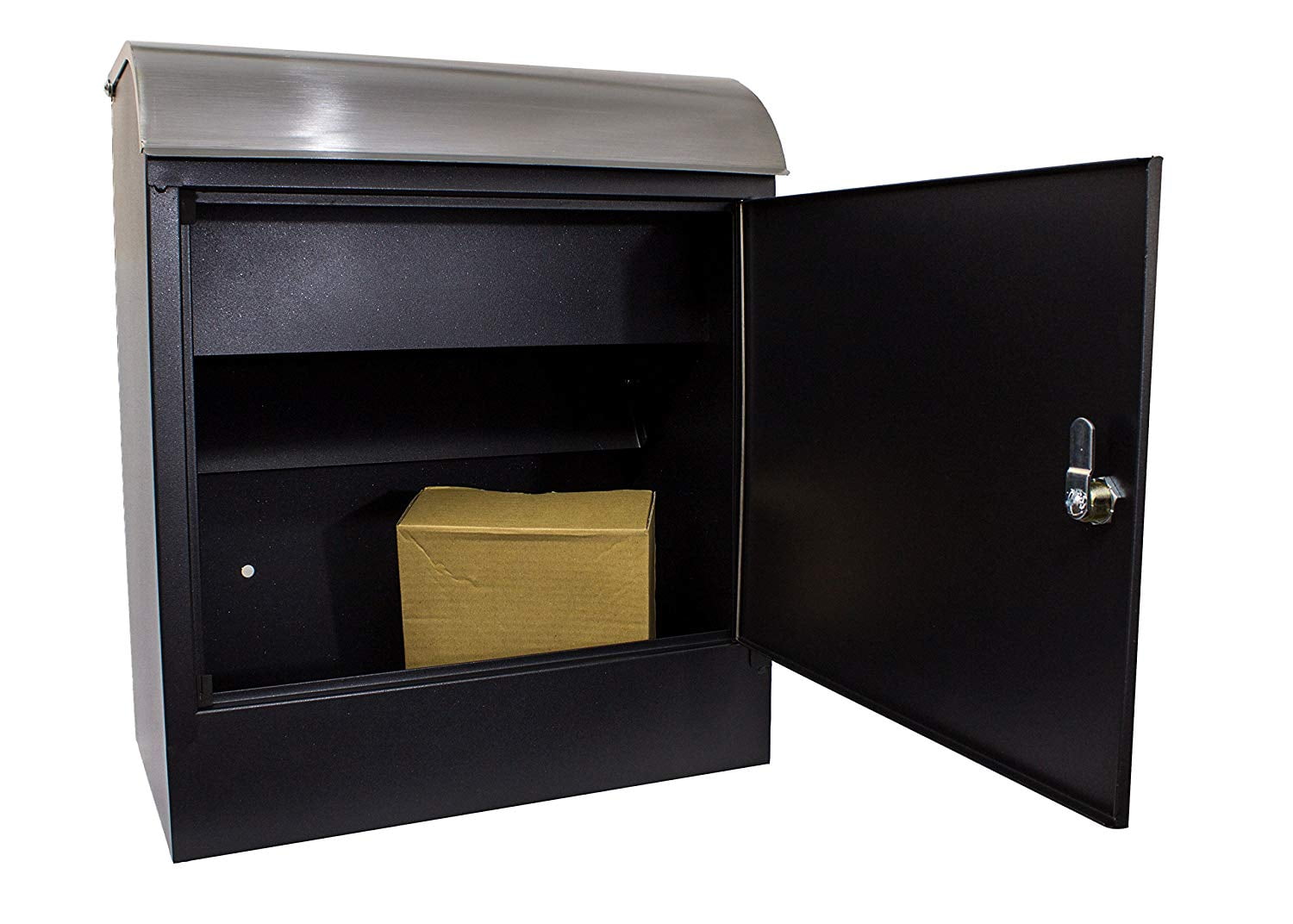 Selma locking mail & parcel box, black with stainless steel
