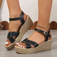 thumbnail image 3 of IUJSOY Women's Platform Wedge Sandals Espadrilles Comfort Open Toe Ankle Strap Heel Wedges 2.36 Inch, 3 of 7