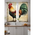 thumbnail image 4 of Farmhouse Rooster Sheer Curtains 2 Panels Set Vintage Rustic Country Chicken Lihgt Filtering Rod Pocket Voile Drape, Semi Sheer Window Curtains for Bedroom Living Room, 52"x63", 4 of 5
