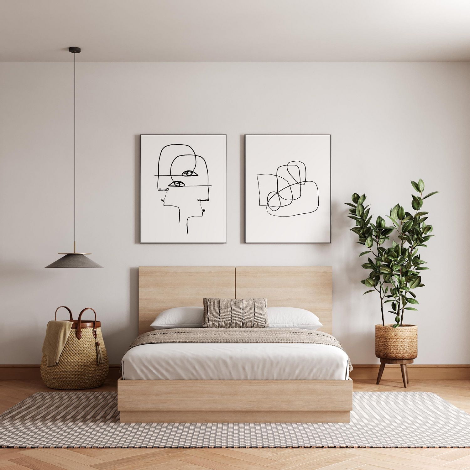 Milano Full Size Platform Bed with Headboard