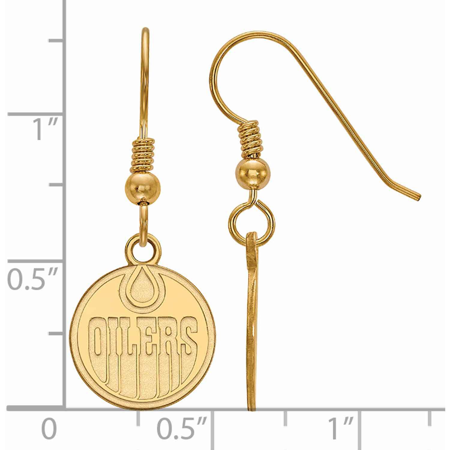 LogoArt Sterling Silver with 14 Karat Gold-plated NHL Edmonton Oilers Small Dangle Earrings - image 2 of 5