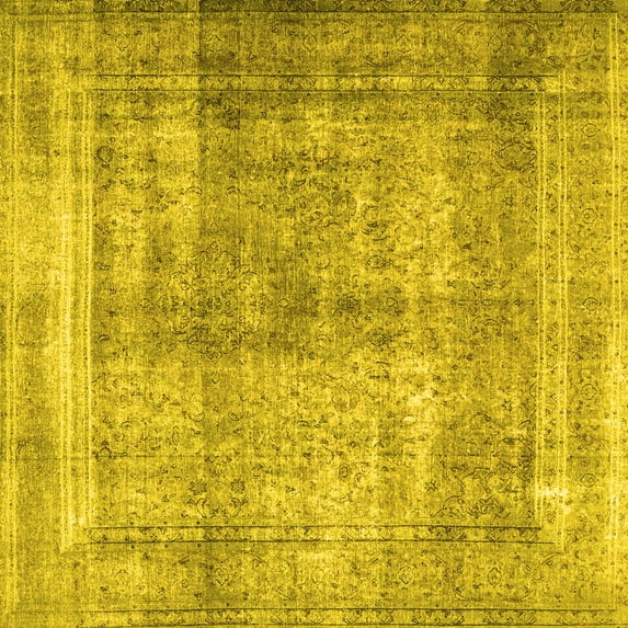 Ahgly Company Indoor Square Persian Yellow Traditional Area Rugs, 6' Square