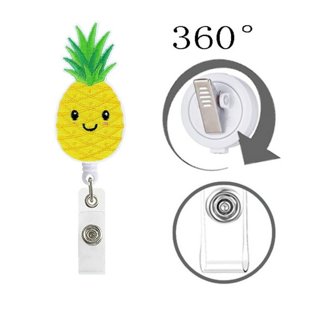 Sharkdo Shar 3pcs Yellow Collection Felt Embroidery Retractable Clip, Badge Reel, Retractable Clip, Student Gift, Retractable Id Badge Holder, Badge C