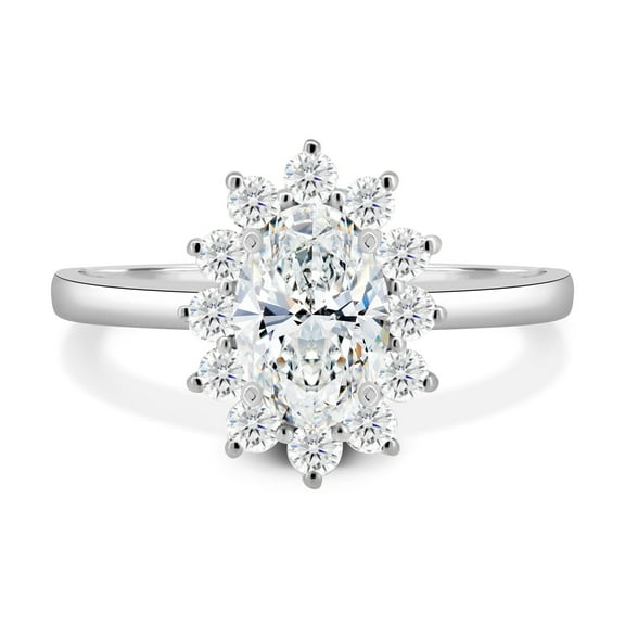 ESTE ORIGIN 3CT Oval Halo Lab-Grown Diamond Engagement Ring in Cathedral Setting, 10K White Gold Oval Halo Sun Burst Ring for Her US 7