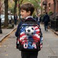 thumbnail image 6 of Chririnla USA Patriotic Stripes Pattern Lightweight Kids Backpack with Side Pockets Soft Funny Backpack, Multi-Pocket 17 Inch Kids Backpacks for Elementary Travel, 6 of 9