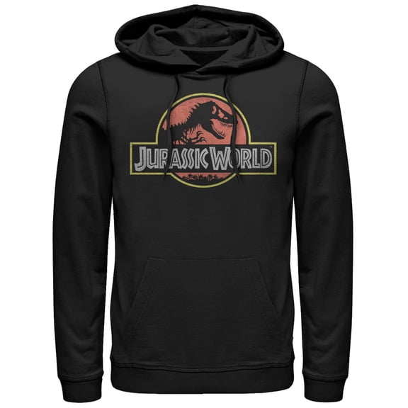 Men's Jurassic World Iconic Logo Pull Over Hoodie Black Small