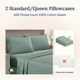 thumbnail image 4 of California Design Den 600 Thread Count, 100% Cotton Set of 2 Pillowcases, Standard/Queen - Sage Green -Cool Tone, 4 of 8